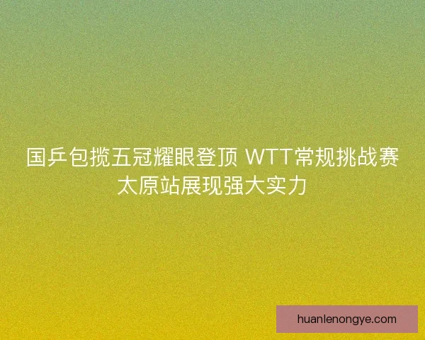 国乒包揽五冠耀眼登顶 WTT常规挑战赛太原站展现强大实力