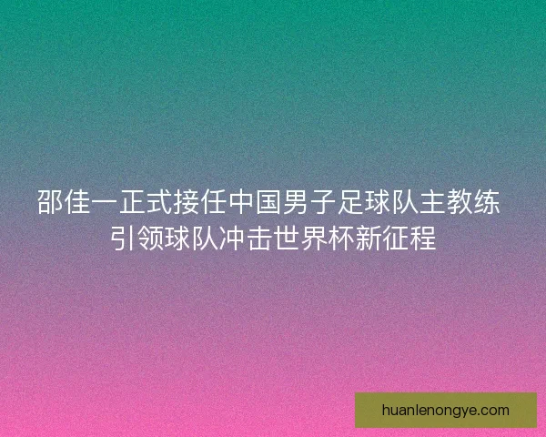 邵佳一正式接任中国男子足球队主教练 引领球队冲击世界杯新征程