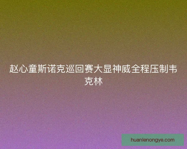 赵心童斯诺克巡回赛大显神威全程压制韦克林