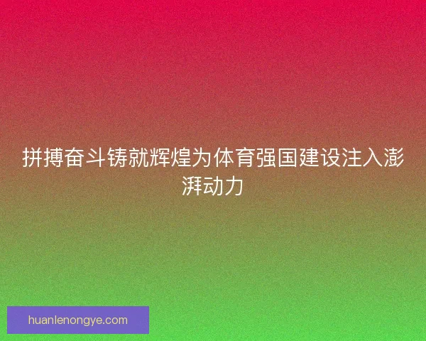 拼搏奋斗铸就辉煌为体育强国建设注入澎湃动力 拼搏奋斗铸就辉煌为体育强国建设注入澎湃动力